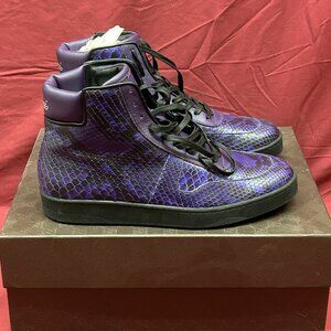 Mens Gucci Purple & Black Python High Top Lace Up Sneakers Boots Shoes 9.5 9-1/2